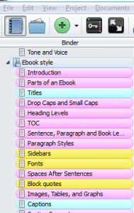 Assign coloured labels to files in Scrivener