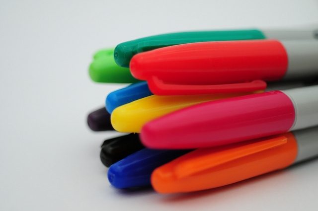 Coloured felt pens